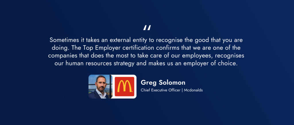 a quote about the  benefit of being recognised as a Top Employer Institute